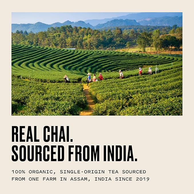 Kolkata Chai - Decaf Chai Tea Bag, 15 Count, Premium Assam Black Tea and Spices, Compostable Tea Bags, Vegan, All Natural