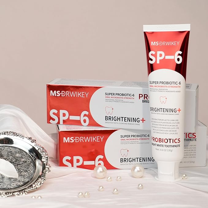 SP-6 Probiotic Whitening Toothpaste - Enhanced Formula with 6 Probiotics for Teeth Whitening and Gum Health - Enamel-Safe, Fluoride-Free, Fresh Mint Flavor, 4.6oz (2)