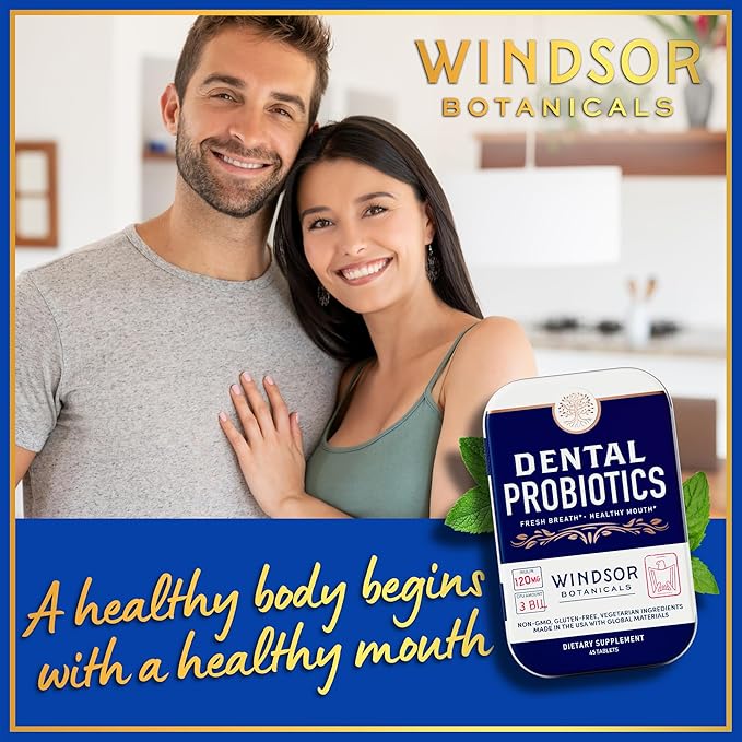 Dental Probiotics for Teeth and Gums - Oral Probiotics for Mouth Bad Breath - 3BN CFU Lactobacillus Salivarius Tablets Paracasei Rhamnosus Streptococcus - 90 Chewable Dental Probiotic in Travel Tins