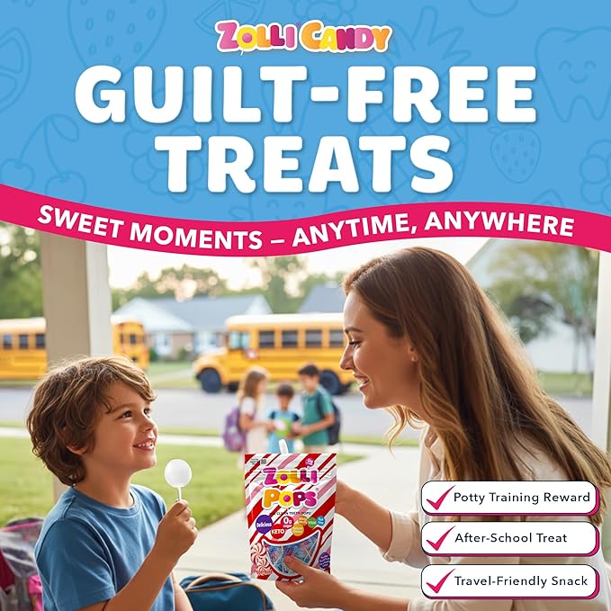 Zollipops Clean Teeth Pops Sugar Free Candy with Xylitol, Dye-Free Lollipops - Keto & Diabetic-Friendly, Dentist-Approved Treats for Kids (Peppermint 5.2 oz)