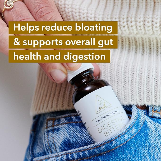 OWL Calming Mint Digestive Bitters Spray – Natural Digestive Aid with Dandelion Root, Chamomile, and Peppermint – Supports Digestion, Soothes Digestive Tract, and Freshens Breath – 1 fl oz