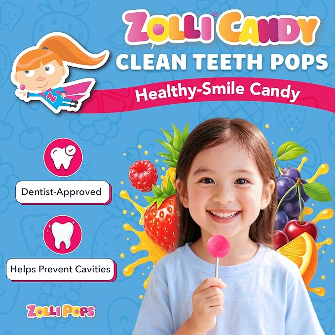 Zollipops Clean Teeth Lollipops, Natural Fruit, 10.4 Oz