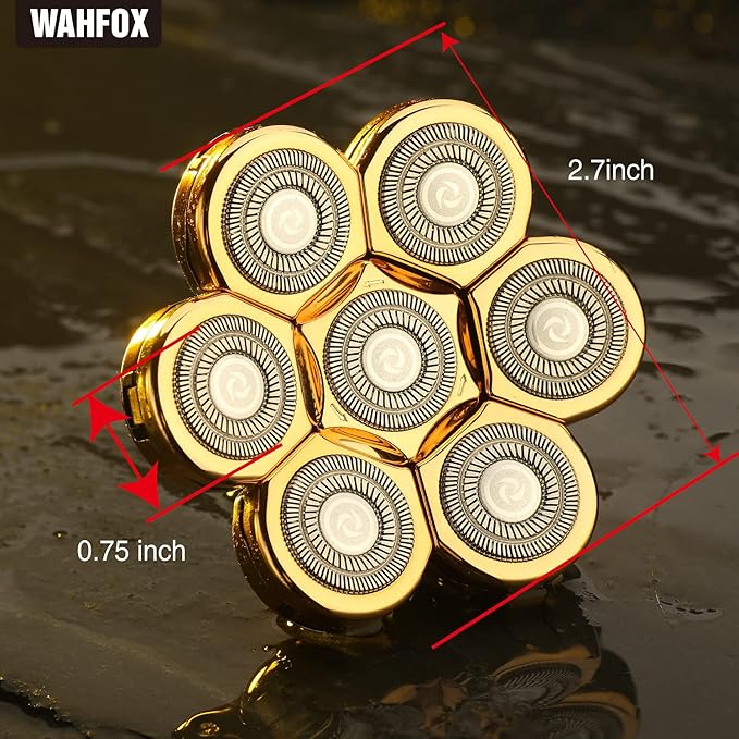 WAHFOX Universal 7 Gold Blades Shaver Replacement Heads for Mainstream Brands, Electric Shaver Head