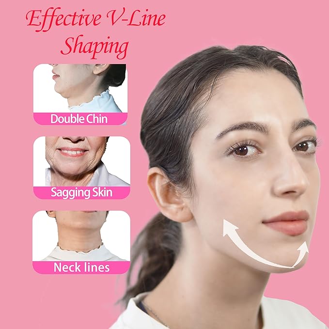 V Line Lifting Mask Chin Strap for Sleeping, V Line Mask, Face Lifting Strap, Chin Strap, Jawline Shaper, Jaw Strap, Double Chin Reducer,Face Lift Tape & Snoring Solution (Pink)