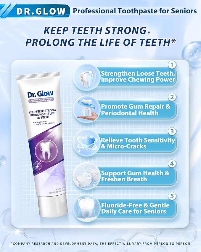 Gingivitis Treatment Toothpaste for Elderly & Mid-Aged, Gum Repair for Receding Gums Hydroxyapatite Toothpaste, Periodontal Disease Treatment for Seniors, Fluoride Free Gum Disease Treatment