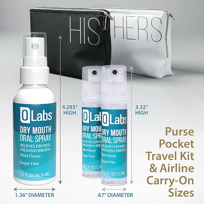 Dry Mouth Spray - Mint Flavor Breath Spray for Fresh Breath, Sugar Free, Alcohol Free, Value Pack includes One 1.5 oz Spray and Two Travel Freindly 0.25 oz Sprays