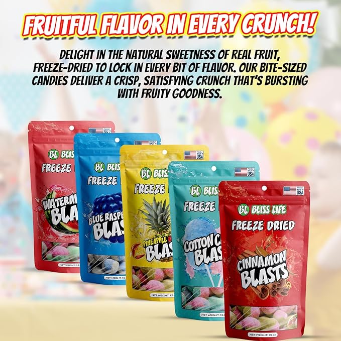 Bliss Life Pineapple Reaper Blast Freeze Dried Pineapple Fruit Candy from TikTok, ASMR Crunchy Candy, Spicy Sweet and Sour Kids Snacks, Unique Novelty Snack for Kids 1.5oz