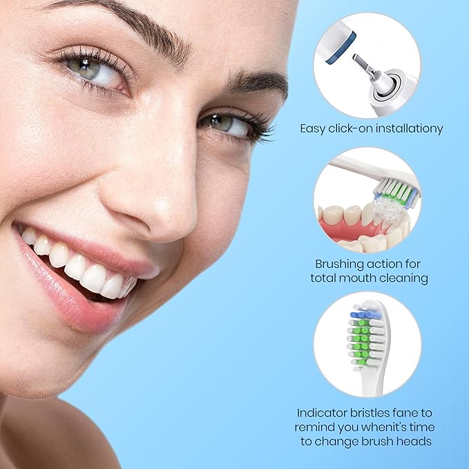 Zekecare Replacement Toothbrush Heads, Compatible with Soni-Care Click-on Toothbrush Handles, 8 Standard Phi-Lips Soni-Care Heads,Replacement Heads Extra Soft Dupont Bristles for Your Teeth, White