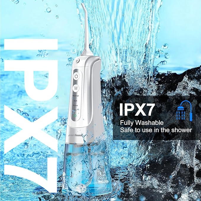 Water Flosser Pick for Teeth: 4 Modes Cordless Portable Water Flossers Teeth Cleaner Rechargeable 300ML IPX7 Waterproof Oral Irrigator Flossing Cleaning Picks for Home Travel