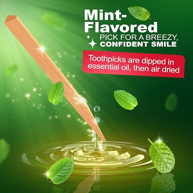 The Natural Dentist Stim-U-Dent Mint Dental Picks, Wooden Toothpicks for Food & Plaque Removal, Refreshing Mint Flavor, Travel-Friendly, 48 Packs of 25 Picks/Pack (600 Picks)
