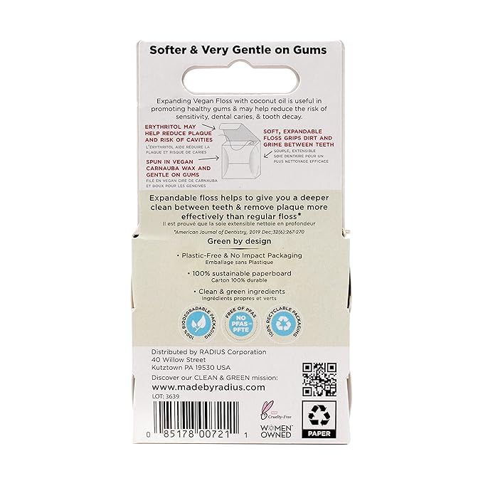RADIUS Dental Floss, Sponge Floss, Clove Cardamom, 55 Yards, Vegan & Non-Toxic Oral Care Designed to Help Fight Plaque, Pack of 6