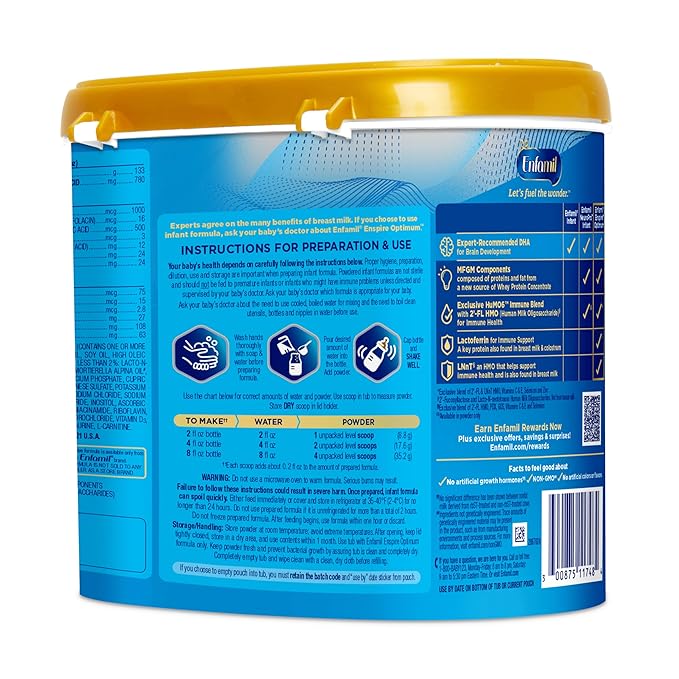 Enfamil Optimum (Enspire), Our Closest Formula to Breast Milk, Immune-Supporting Lactoferrin and Brain-Supporting DHA Baby Formula, 20.5 Oz, Pack of 4