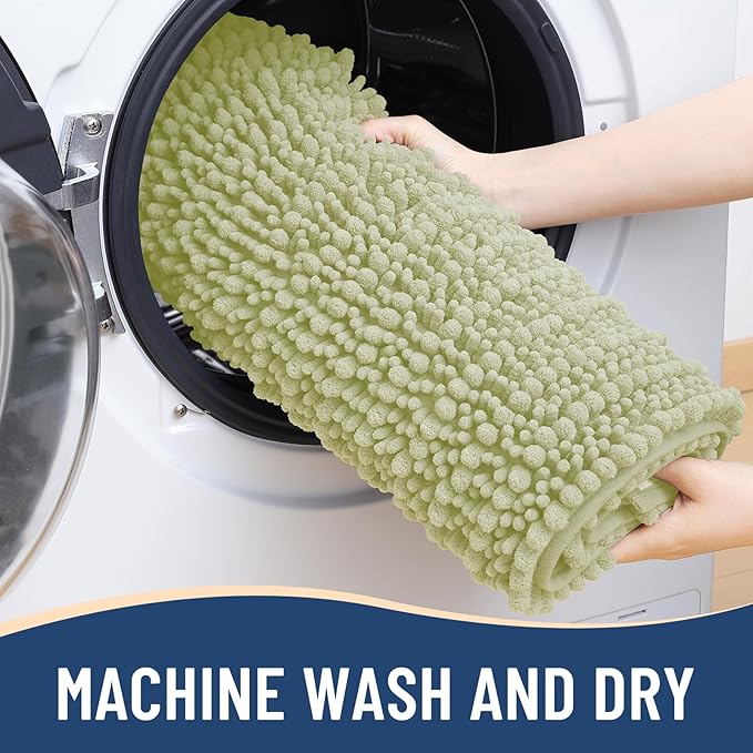 Arotive Luxury Chenille Bathroom Rug Mat, Extra Soft Thick Absorbent Shaggy Bath Rugs, Non-Slip Machine Wash Dry, Plush Bath Mats for Bathroom, Shower and Tub, 34x21, Vanilla