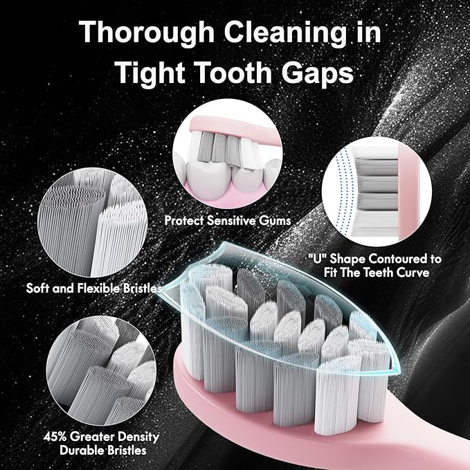 Diamond Style - Sonic Electric Toothbrush for Adults & Kids, Rechargeable Toothbrushs with 10 Brush Heads & Travel Case, Teeth Whitening, Power Electric Toothbrush with Holder