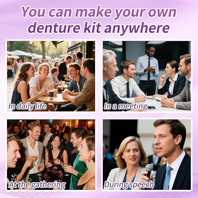 At-Home DIY Denture Kit: Full Set of Upper & Lower False Teeth for DIY Smile Transformation-A03