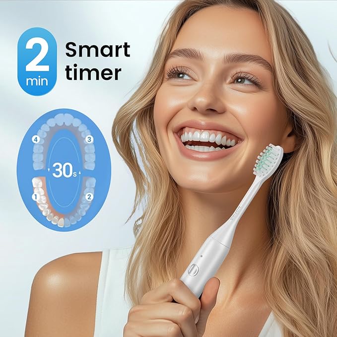Travel Electric Battery Toothbrush for Adults, Sonic Electric Toothbrush with Case, Rechargeable Portable Electric Toothbrush Travel Kit (White, Battery)