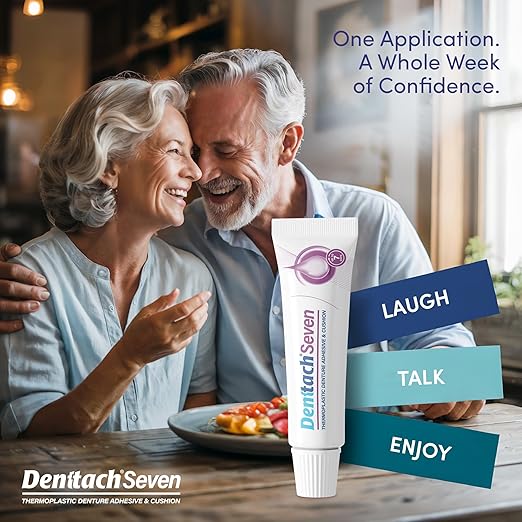 Denttach Seven Denture Adhesive, Thermoplastic Denture Cushion and Reliner, Upper and Lower Denture Comfort for Up to 7 Days, Zero Glue, Zinc Free (4)
