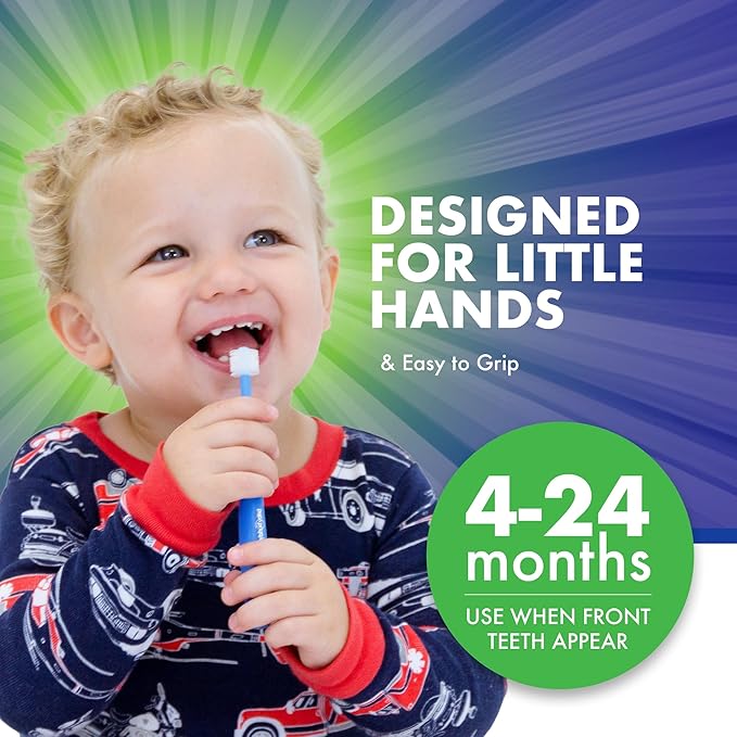 Brilliant Oral Care Baby Toothbrush with Soft Bristles and Round Head, for a Toddler Approved, Easy to Use All-Around Clean Mouth, Ages 0-2 Years, Pink Mint Yellow, 3 Pack