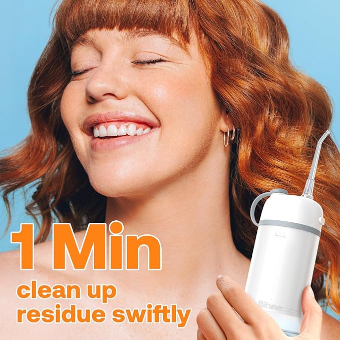 Bitvae P1 Portable Mini Dental Flosser, Cordless Water Cleaner with Telescopic Tank, Rechargeable Oral Irrigator for Travel & Home, Frost White