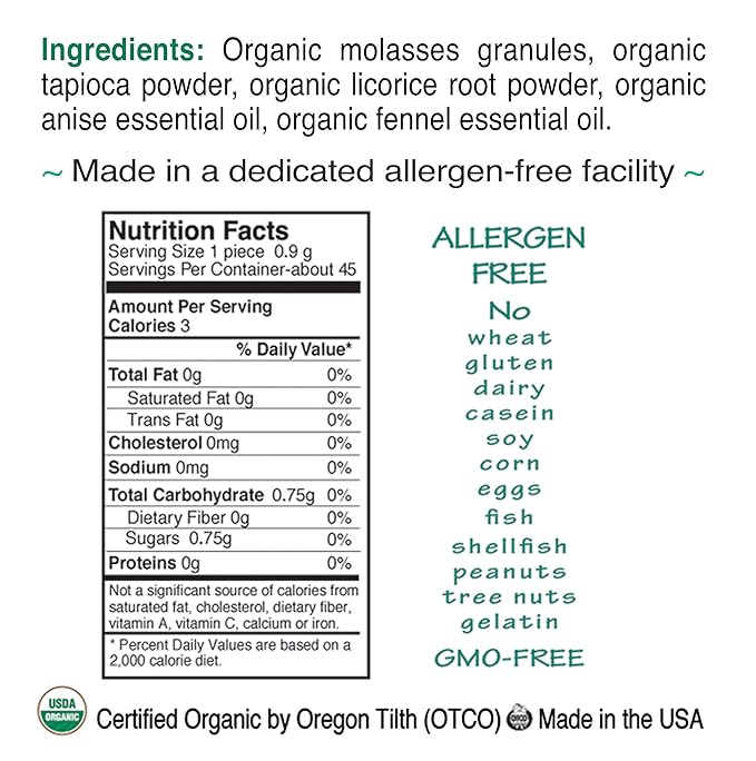 St. Claire's Organic Herbal Pastilles, (Licorice, 8 Ounce Bag, over 240 pieces) | Gluten-Free, Vegan, GMO-Free, Plant-based, Allergen-Free | Made in the USA in a Dedicated Allergen-Free Facility