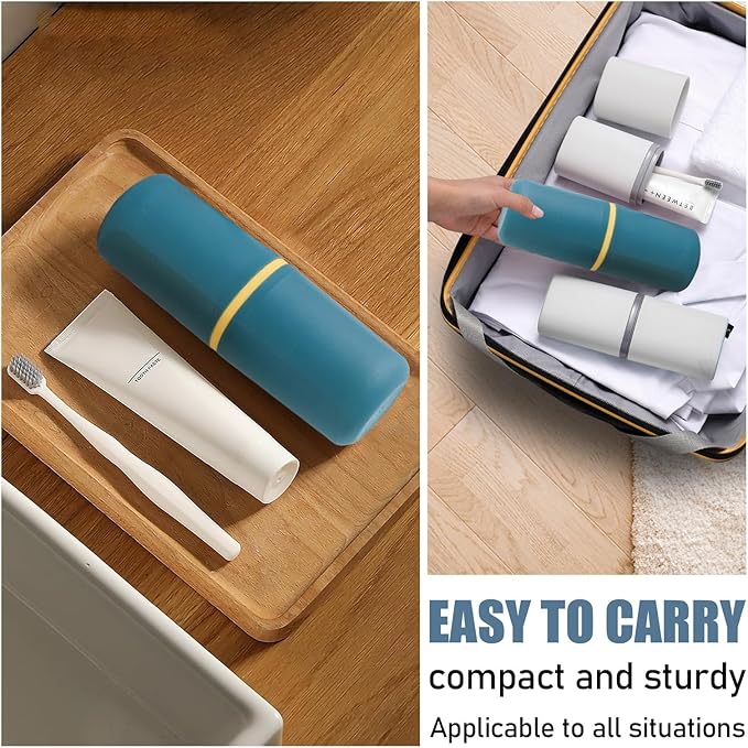 Huakaile 4 Pack Plastic Travel Toothbrush Holder, Portable Toothbrush Cup with Cover, Toothbrush Case Box Toothpaste Container for Storage Organizer Bathroom Camping (4 PCS)