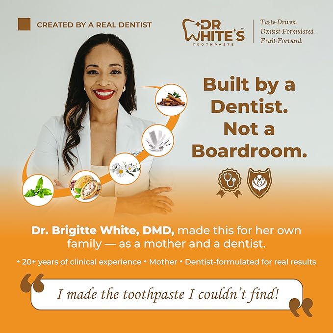 Dr. White’s Fruit by Design™ Line — Mango Joy Fluoride-Free Nano-Hydroxyapatite Toothpaste, 3.5 oz | Mint-Free | Dentist-Formulated | Enamel-Identical Mineral Care