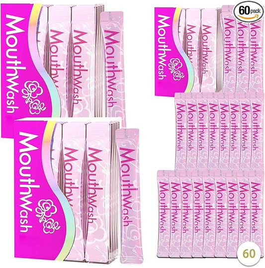 Travel Size Mouthwash,Mini Mouthwash Travel Size Bulk Portable Mouth Wash Set,Individual Small Travel Mouth Wash Packets for Fresh Breath(Pack of 60) A3