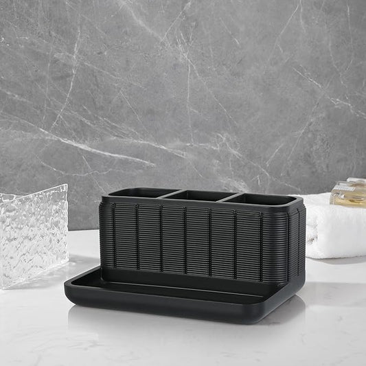 Luxurious Bathroom Vanity Organizer Premium 3 Compartment Storage for Makeup, Toothbrushes, Skincare Essentials Durable, Water Resistant Stylish