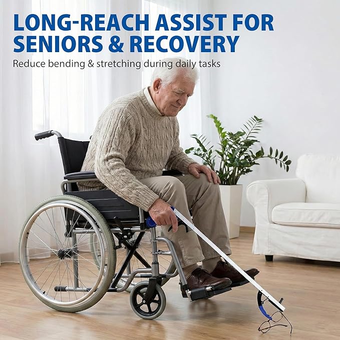 Blue Jay 32 Inch Reacher Grabber Tool, 2-Pack – Lightweight Non-Folding Pick Up Stick with Magnetic Tip, Long Reach Assist for Seniors, Mobility and Surgery Recovery