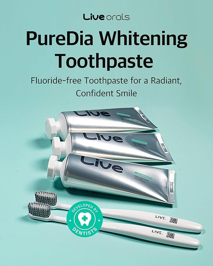 Live Orals Whitening Toothpaste 80g x 5 Units - Fluoride-Free, Nano Hydroxyapatite & Hydrogen Peroxide, Sensitive Teeth, Enamel Strengthening, Natural Mint Gel