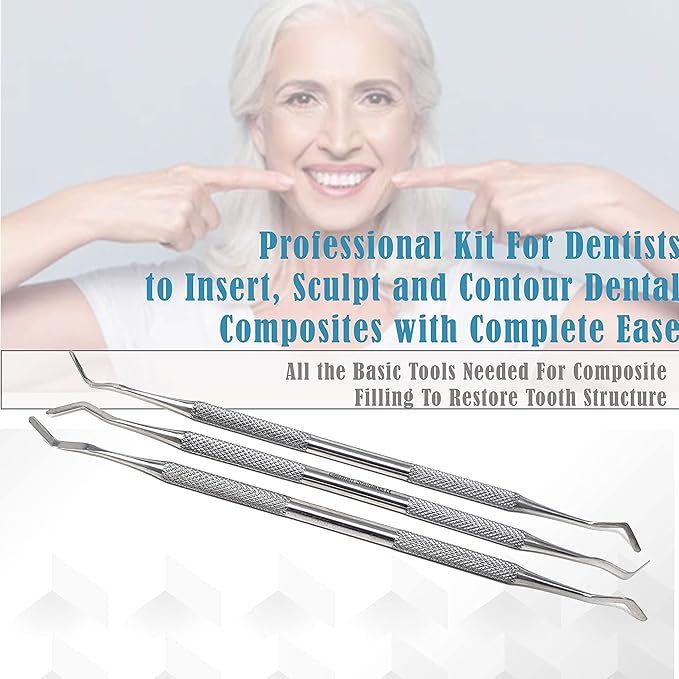 Set of 17 Dental Spoon Excavators Plugger Restorative Composite Filling Tooth Cavity Carious Decay Removal Double Ended Instruments