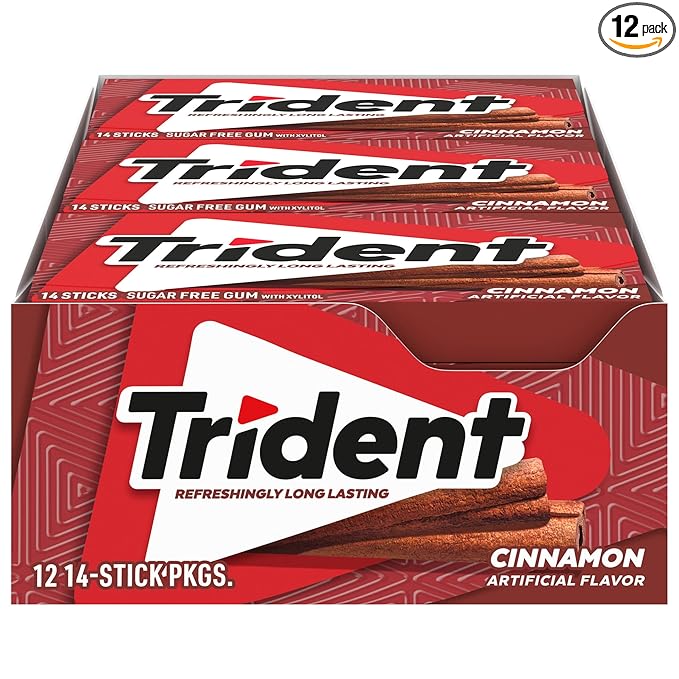 Trident Cinnamon Sugar-Free Chewing Gum, 12 Packs of 14 Pieces (168 Total Pieces)