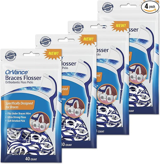 OrVance Braces Flosser - Designed for Braces for an Easy & Effective Clean, Ultra Strong Floss - 40 Count (Pack of 4)
