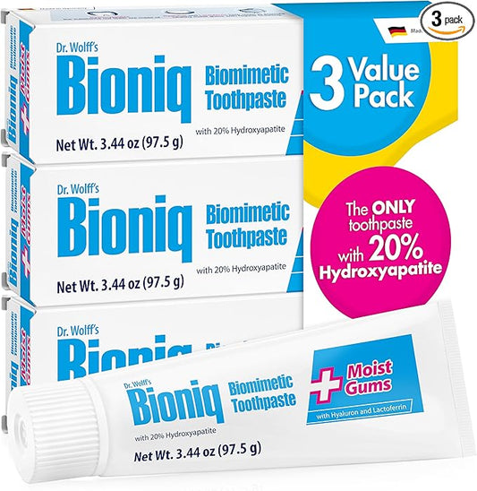 Bioniq Plus Biomimetic Toothpaste with 20 Percent Hydroxyapatite for Teeth and Gums I Clinically Tested I 3.44 oz (Pack of 3)