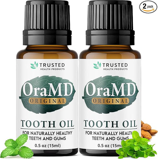 OraMD Original Tooth Oil for Oil Pulling - Healthy Gums, Fresh Breath & Sensitive Teeth Relief - Natural Alternative to Mouthwash (2-Pack)