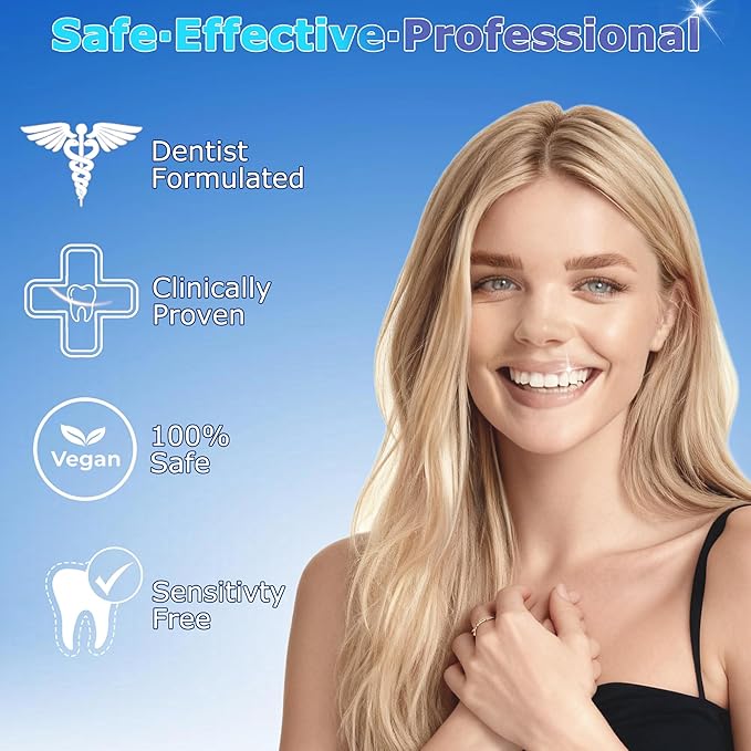 Teeth Whitening Strips, Clinically Tested for 4X Faster & Whiter, Enamel-Safe, Non-Slip Grip, Deep Stain Removal, Hydrogen Peroxide Formula for Lasting Relief, Vegan, 28 Ct (14-Day), Mint | HanrayCare
