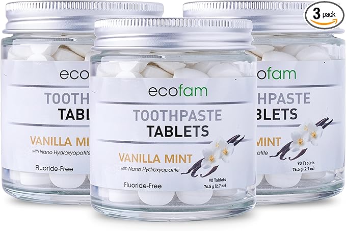 Nano Hydroxyapatite Toothpaste Tablets - Vanilla Mint Chewable Fluoride Free | 90 Tabs