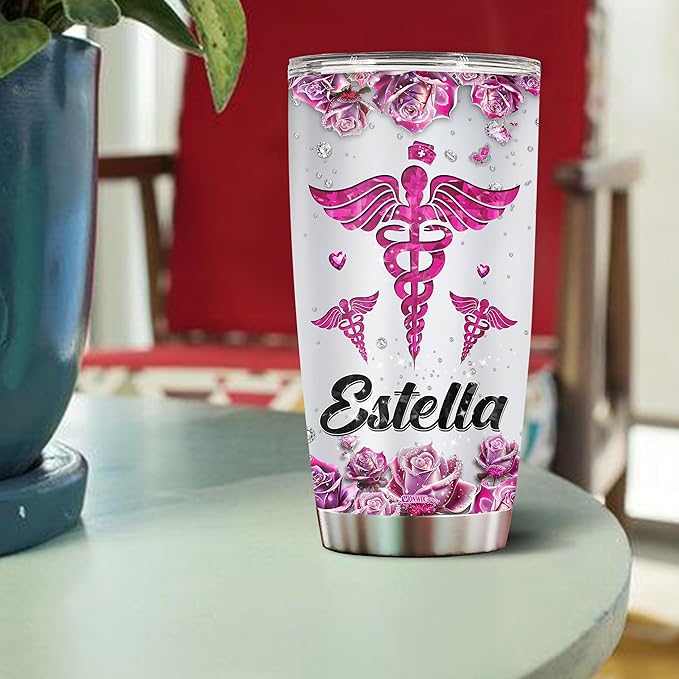 Personalized Gifts For Nurse Practitioner Female 20oz Insulated Stainless Steel With Lid Christmas Birthday Mother's Day Valentine Tumbler Coffee Mug Travel Cup Gift For Wife Women Mom