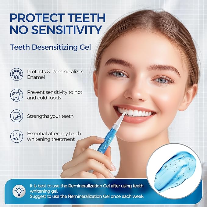5 x Teeth Whitening Pen Gel (4+1 Desensitizing Gel), No Sensitivity Teeth Whitening Gel Kit, Effective Teeth Whitener, Travel-Friendly Tooth Whitening Pen, Carbamide Peroxide Tooth Bleaching