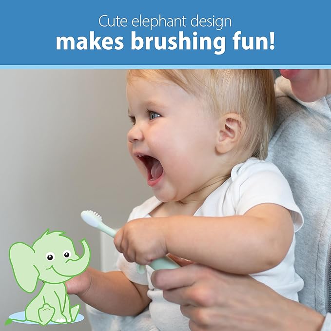 Dr. Brown's Infant-to-Toddler Toothbrush, Elephant, Mint, 0-3 Years
