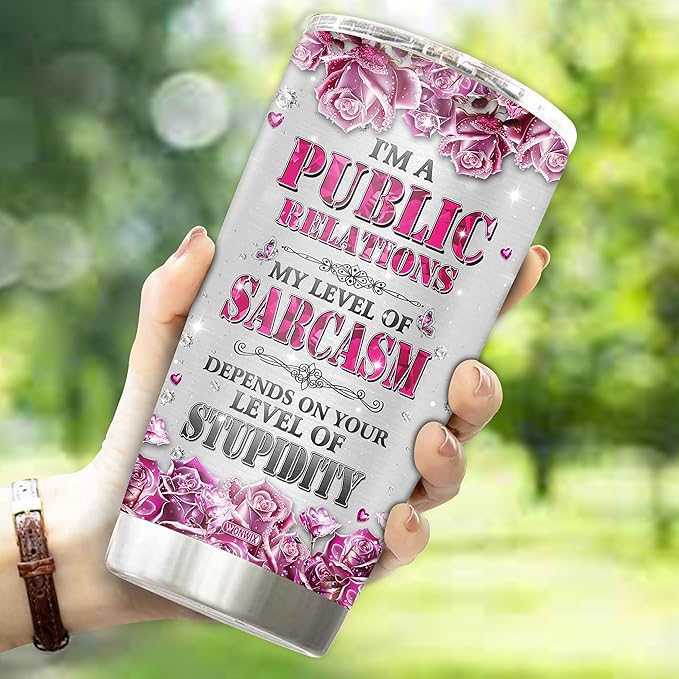 Personalized Public Relations Gifts For Women PR Coffee Mug Travel Cup Gift For Wife Daughter Mom Girls 20oz Insulated Stainless Steel With Lid Christmas Birthday Mother's Day Valentine