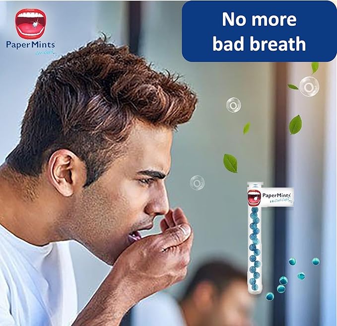 PaperMints CoolCaps Instant Fresh Breath Mints Sugar-Free Breath Freshener, Chronic bad breath treatment for adults, Dry Mouth product. Variety pack - 10 Tubes of 18 capsules