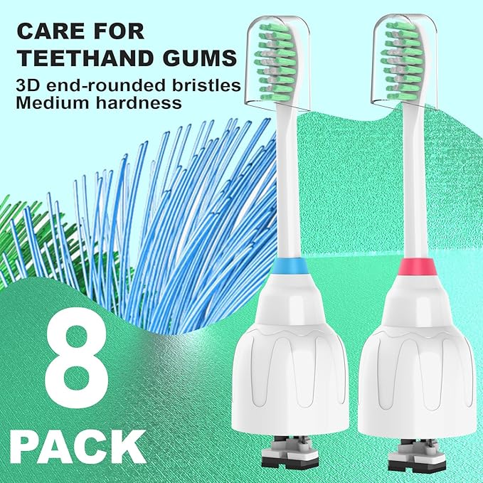Replacement Toothbrush Heads for Philips Sonicare E Series,Compatible with Sonicare Essence, Elite, Advance, CleanCare Screw-on Electric Toothbrush HX7022/66 HX7023/64,HX7023/30,8 Pack with Caps ﻿