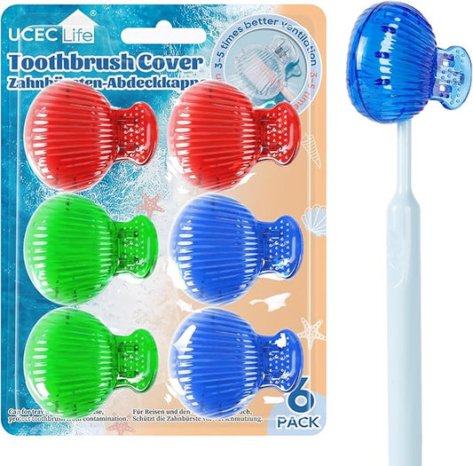 UCEC Toothbrush Covers, Toothbrush Head Cover, Toddler Toothbrush Cover for Travel, Camping, Bathroom, School, Business, 6 Pack