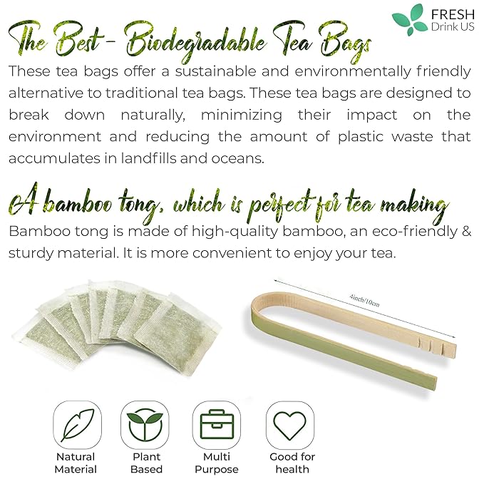 FreshDrinkUS, Premium 55 Fennel Tea Bags, 100% Natural & Pure from Fennel Seeds. Made with Natural Material Tea Bags. No Sugar, No Caffeine, No Gluten, Vegan.