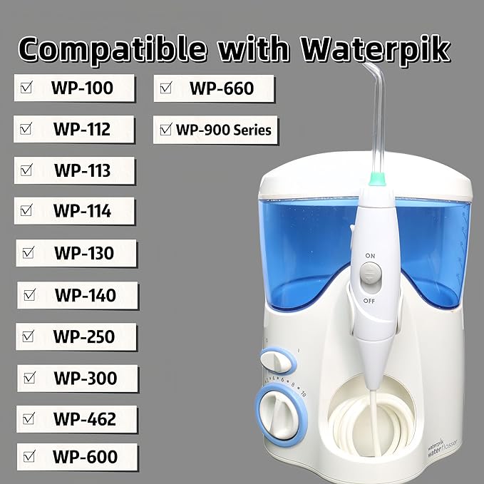 Replacement Hose and Handle Parts Compatible with Waterpik Replacement Parts - Waterpik Water Flosser WP-100 WP-300 WP-660 WP-900 Series Oral Irrigator, Oral Hygiene Accessories(Slide Switch, Grey)