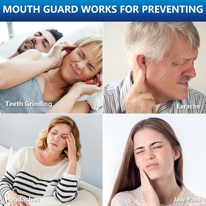 Night Mouth Guard for Teeth Grinding & Clenching, Neateeth Dental Bite Guard with 12 Cleaning Tablets, 4 Packs Sleep Mouthguard for Bruxism