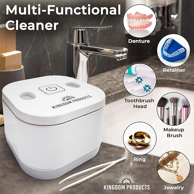 New Ultrasonic Retainer Cleaner with a Larger 200ML Pod, 45kHz Retainer Cleaner Machine for Dentures, Night Guard Cleaner, Mouth Guard Cleaner, Denture Cleaner, Aligner Cleaner