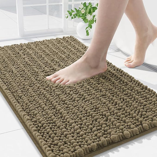 Arotive Luxury Chenille Bathroom Rug Mat, Extra Soft Thick Absorbent Shaggy Bath Rugs, Non-Slip Machine Wash Dry, Plush Bath Mats for Bathroom, Shower and Tub, 30x20, Camel