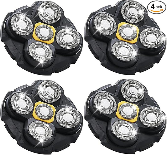 Shaver Replacement Heads Compatible with Microtouch Titanium Head Shaver, for Bald Men 4 Pack
